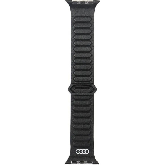 Audi Logo Genuine Leather Magnetic Ring Strap for Apple Watch 44 / 45 / 46 / 49 mm - Black - (AUDI000206-0)