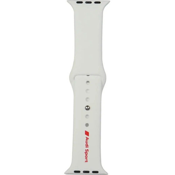 Audi Sport Red Logo Silicone Watch Strap for Apple Watch 44 / 45 / 46 / 49 mm - white - (AUDI000211-0)