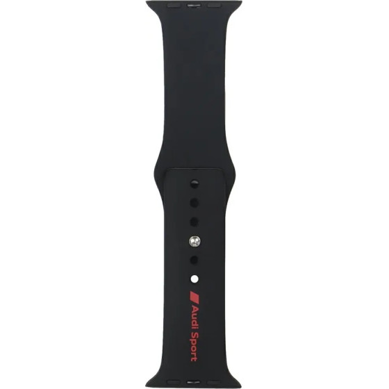 Audi Sport Red Logo Silicone Watch Strap for Apple Watch 44 / 45 / 46 / 49 mm - black - (AUDI000210-0)
