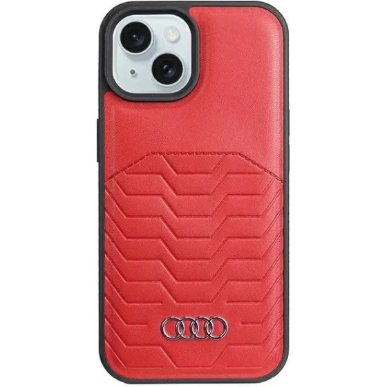 Audi Synthetic Leather case with MagSafe for iPhone 15 / 14 / 13 - red - (AUDI000115-0)