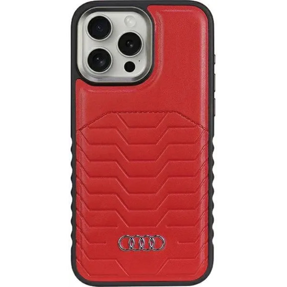 Audi Synthetic Leather case with MagSafe for iPhone 15 Pro Max - red - (AUDI000118-0)