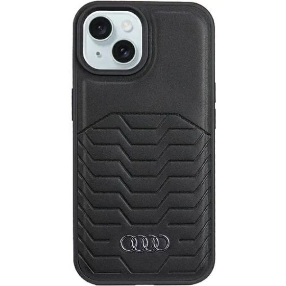 Audi Synthetic Leather Case with MagSafe for iPhone 15/14/13 - Black - (AUDI000107-0)