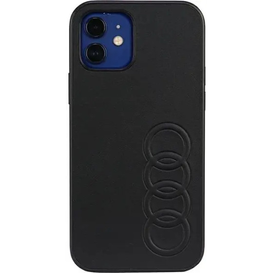 Audi Synthetic Leather iPhone 12/12 Pro 6.1 black/black hardcase AU-TPUPCIP12P-TT/D1-BK - (AUDI000019-0)