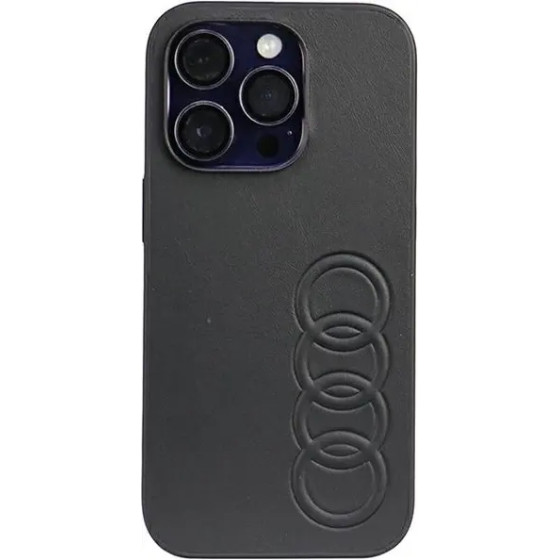 Audi Synthetic Leather iPhone 14 Pro 6.1 black/black hardcase AU-TPUPPCIP14P-TT/D1-BK - (AUDI000023-0)