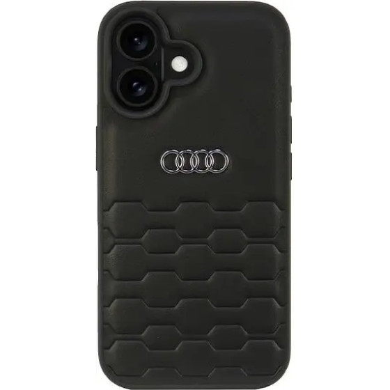Audi Synthetic Leather iPhone 16 6.1 black/black hardcase AU-TPUPCIP16-GT/D2-BK - (AUDI000180-0)