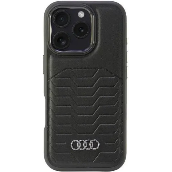 Audi Synthetic Leather MagSafe iPhone 16 Pro 6.3 black/black hardcase AU-TPUPCMIP16P-GT/D3-BK - (AUDI000185-0)