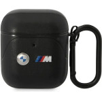 BMW BMA222PVTK AirPods 1/2 cover black/black Leather Curved Line - (BMW000616-0)
