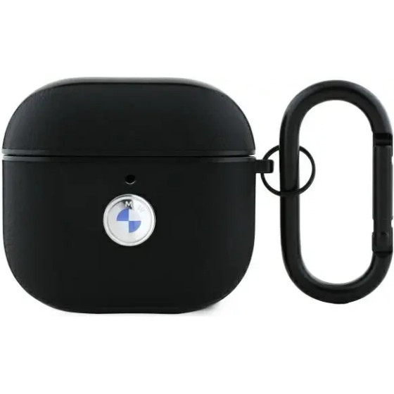 BMW BMA4SSLBK AirPods 4 cover black/black Geniune Leather Silver Logo - (BMW000980-0)