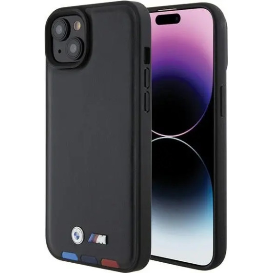BMW BMHCP15M22PTDK iPhone 15 Plus 6.7 black/black Leather Stamp Tricolor - (BMW000686-0)