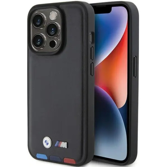 BMW BMHCP15L22PTDK iPhone 15 Pro 6.1 black/black Leather Stamp Tricolor - (BMW000687-0)