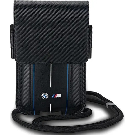 BMW Carbon & Blue Stripe phone bag - black - (BMW000838-0)