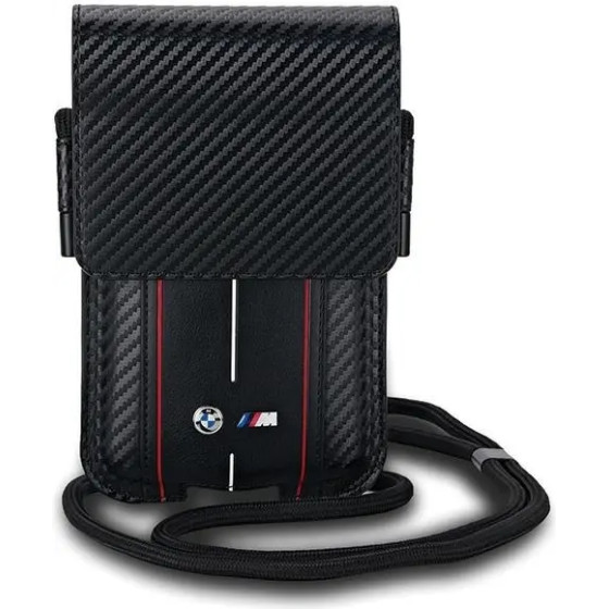 BMW Carbon & Red Stripe phone bag - black - (BMW000839-0)