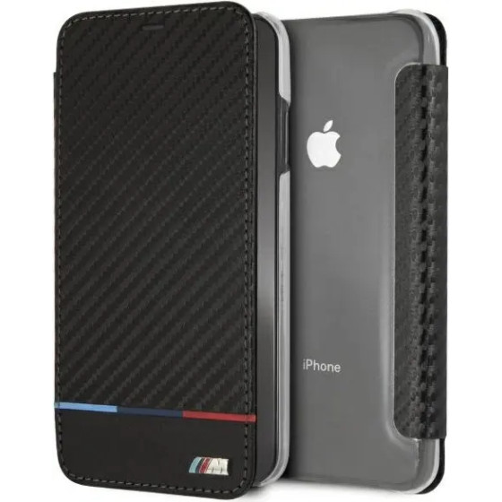 BMW Carbon Tricolor Stripe iPhone XS Max Case - Black - (BMW000514-0)