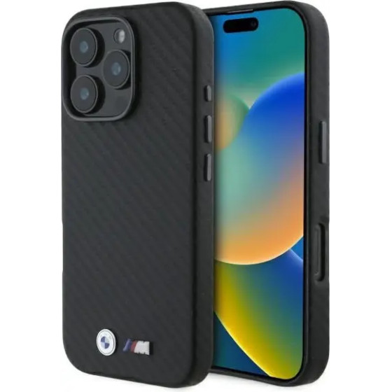 BMW Carbon Wrapped Metal iPhone 16 Pro Max Case - Black - (BMW000966-0)