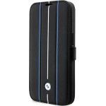 BMW Case BMBKP14L22RVSK iPhone 14 Pro 6.1 black/black bookcase Leather Stamp Blue Lines - (BMW000539-0)
