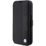 BMW Case BMBKP14L22RDPK iPhone 14 Pro 6.1'' black/black bookcase Leather Textured&Stripe - (BMW000549-0)