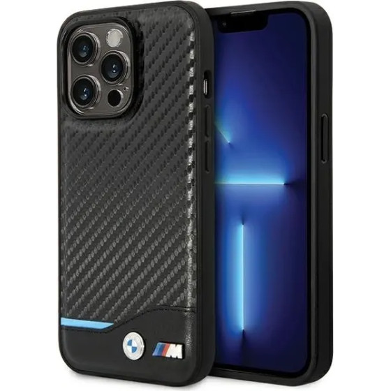 BMW Case BMHCP13X22NBCK iPhone 13 Pro Max 6.7'' black/black hardcase Leather Carbon - (BMW000653-0)