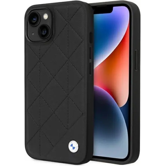 BMW Case BMHCP14S22RQDK iPhone 14 6.1'' black/black Leather Quilted - (BMW000648-0)