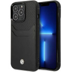 BMW Case BMHCP14X22RSEPK iPhone 14 Pro Max 6.7 black/black Leather Card Slot - (BMW000552-0)