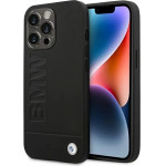 BMW Case BMHCP14XSLLBK iPhone 14 Pro Max 6.7 black / black Leather Stamp - (BMW000500-0)