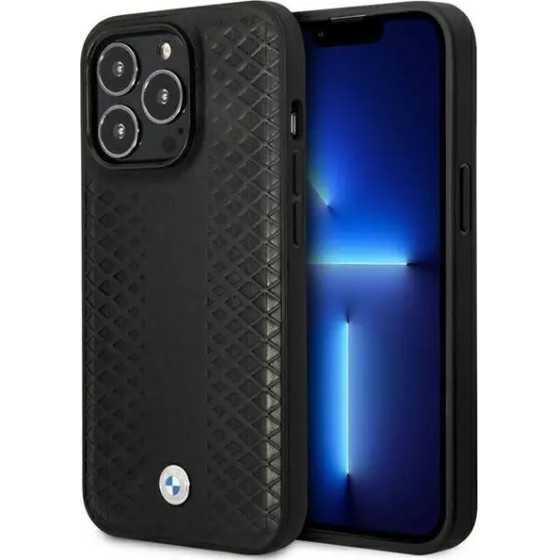 BMW Case BMHMP14X22RFGK iPhone 14 Pro Max 6.7 black/black Leather Diamond Pattern MagSafe - (BMW000582-0)