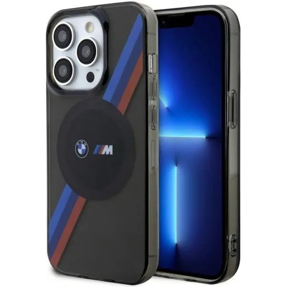 BMW Case BMHMP14XHDTK iPhone 14 Pro Max 6.7 grey/grey hardcase Tricolor Stripes MagSafe - (BMW000607-0)