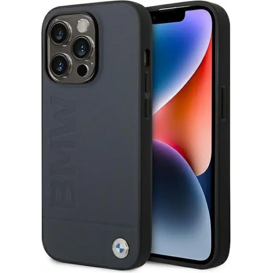 BMW Case BMHMP14XSLLNA iPhone 14 Pro Max 6.7 navy/navy hardcase Leather Hot Stamp MagSafe - (BMW000588-0)