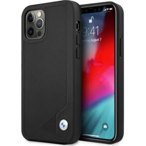 BMW Etui BMHCP12LRCDPK iPhone 12 Pro Max 6,7'' czarny/black hardcase Leather Deboss - (BMW000371-0)