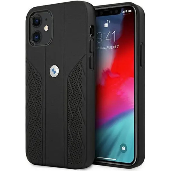 BMW Etui BMHCP12SRSPPK iPhone 12 mini 5,4'' czarny/black hardcase Leather Curve Perforate - (BMW000375-0)