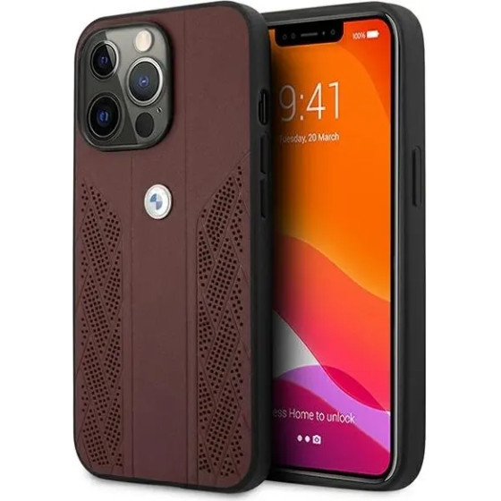 BMW Etui BMHCP13LRSPPR iPhone 13 Pro/13 6,1'' czerwony/red hardcase Leather Curve Perforate - (BMW000395-0)