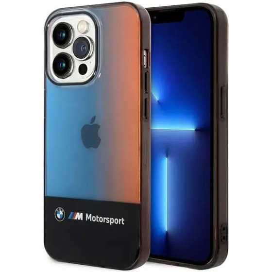 BMW Half Tricolor Case for iPhone 14 Pro Max 6.7 - Black - (BMW000574-0)