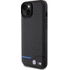 BMW Leather Carbon case for iPhone 15 Plus - black - (BMW000672-0)