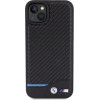 BMW Leather Carbon case for iPhone 15 Plus - black - (BMW000672-0)