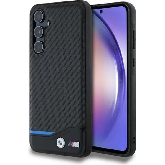BMW Leather Carbon case for Samsung Galaxy A55 - black - (BMW000840-0)
