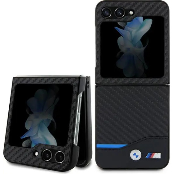 BMW Leather Carbon case for Samsung Galaxy Z Flip 5 - black - (BMW000679-0)