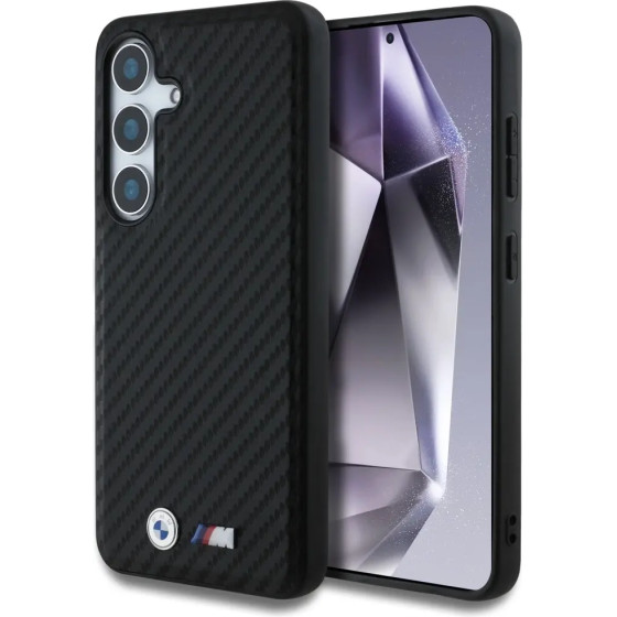 BMW Leather Carbon MagSafe Case for Samsung Galaxy S25+ - Black - (BMW000996-0)