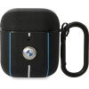 BMW Leather Color Lines Case for AirPods 1 / 2 - Black - (BMW000594-0)