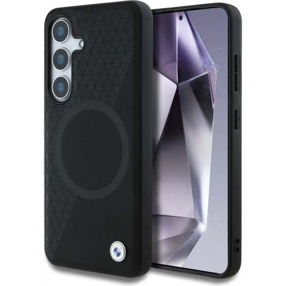 BMW Leather Half Textured MagSafe Case for Samsung Galaxy S25 - Black - (BMW000986-0)