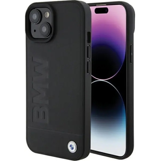 BMW Leather Hot Stamp case for iPhone 15 Plus - black - (BMW000668-0)