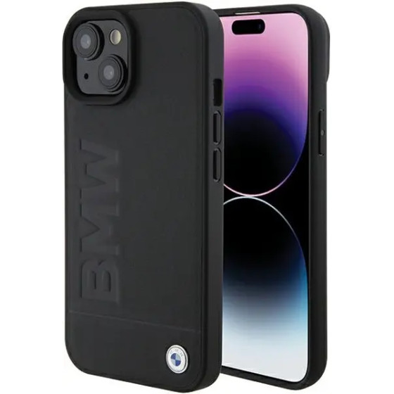 BMW Leather Hot Stamp case for iPhone 15 - black - (BMW000667-0)