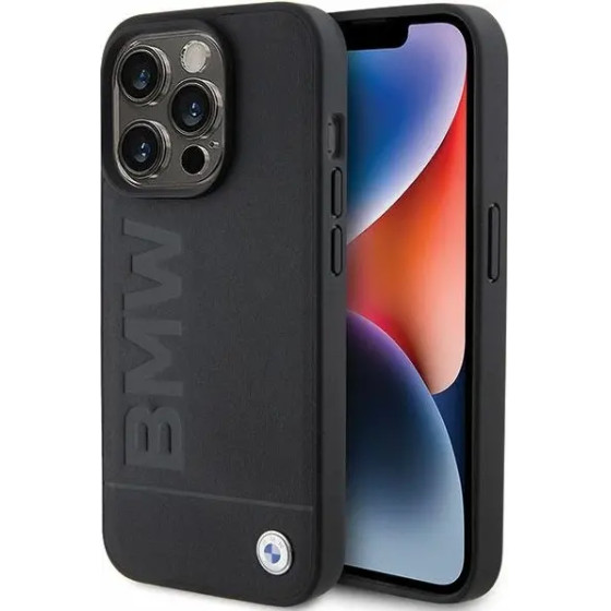 BMW Leather Hot Stamp case for iPhone 15 Pro - black - (BMW000669-0)