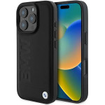 BMW Leather Hot Stamp MagSafe iPhone 16 Pro Case - Black - (BMW000897-0)
