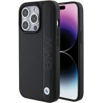 BMW Leather Textured & Stripe iPhone 15 Pro Max Case - Black - (BMW000709-0)
