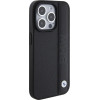 BMW Leather Textured & Stripe iPhone 15 Pro Max Case - Black - (BMW000709-0)