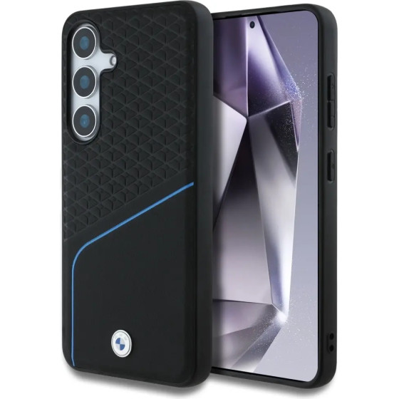 BMW Leather Textured and Smooth MagSafe Case for Samsung Galaxy S25 - Black - (BMW000984-0)