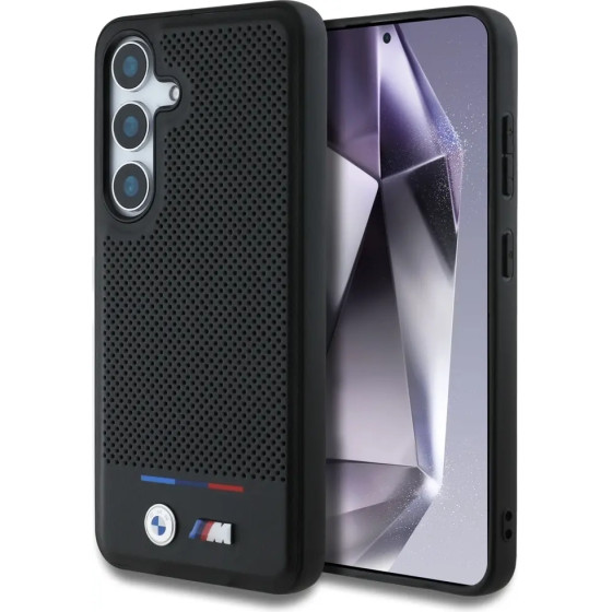 BMW Leather Tricolor Stripe MagSafe Case for Samsung Galaxy S25 - Black - (BMW000990-0)