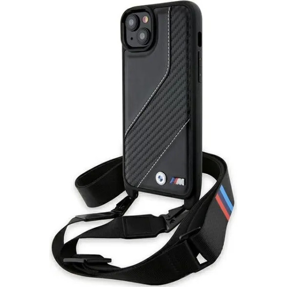 BMW M Edition Carbon Stripe & Strap case for iPhone 15 Plus / 14 Plus - black - (BMW000790-0)