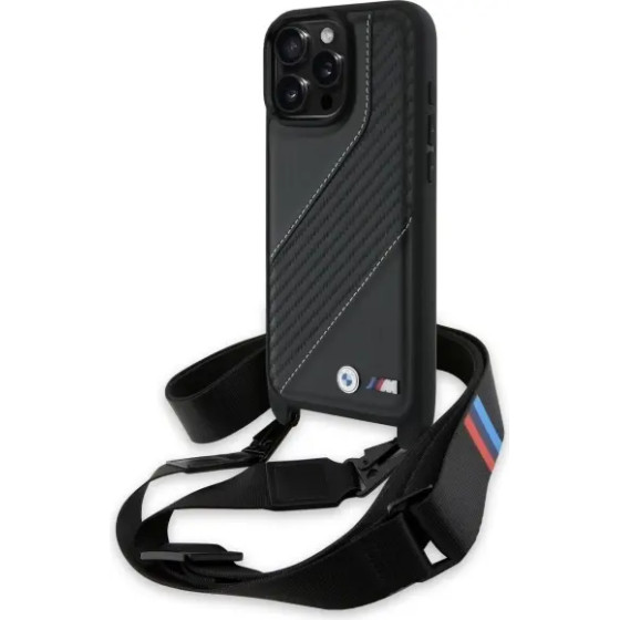 BMW M Edition Carbon Stripe & Strap Case for iPhone 16 Pro Max - Black - (BMW000940-0)