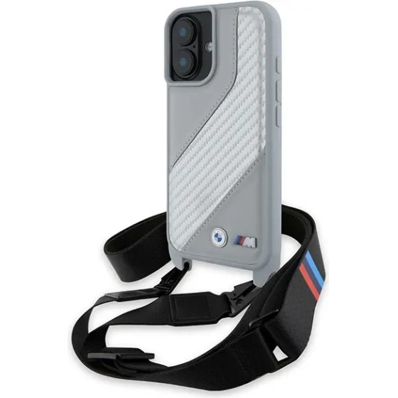 BMW M Edition Carbon Stripe & Strap iPhone 16 Case - Gray - (BMW000941-0)
