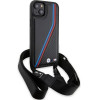BMW M Edition Carbon Tricolor Lines & Strap case for iPhone 15 / 14 / 13 - black - (BMW000793-0)